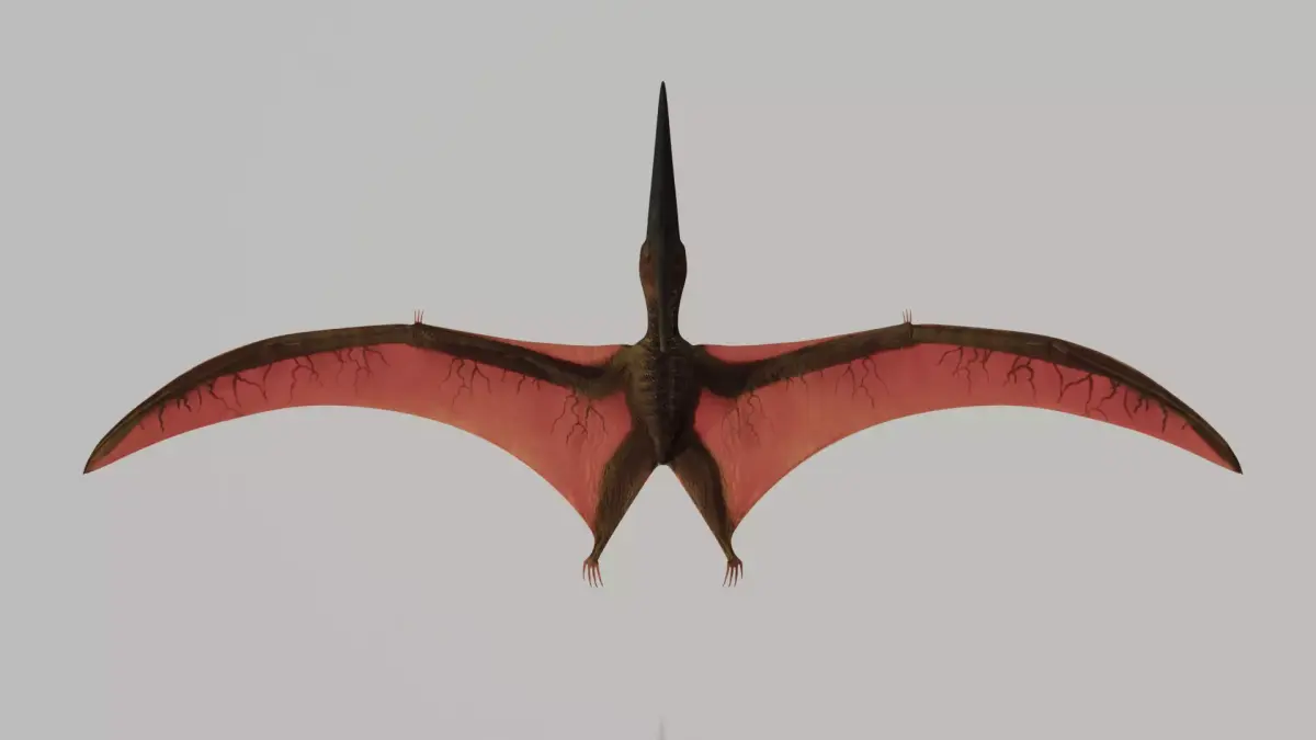 Pterodactyl dinosaur flying in air Low-poly 3D model