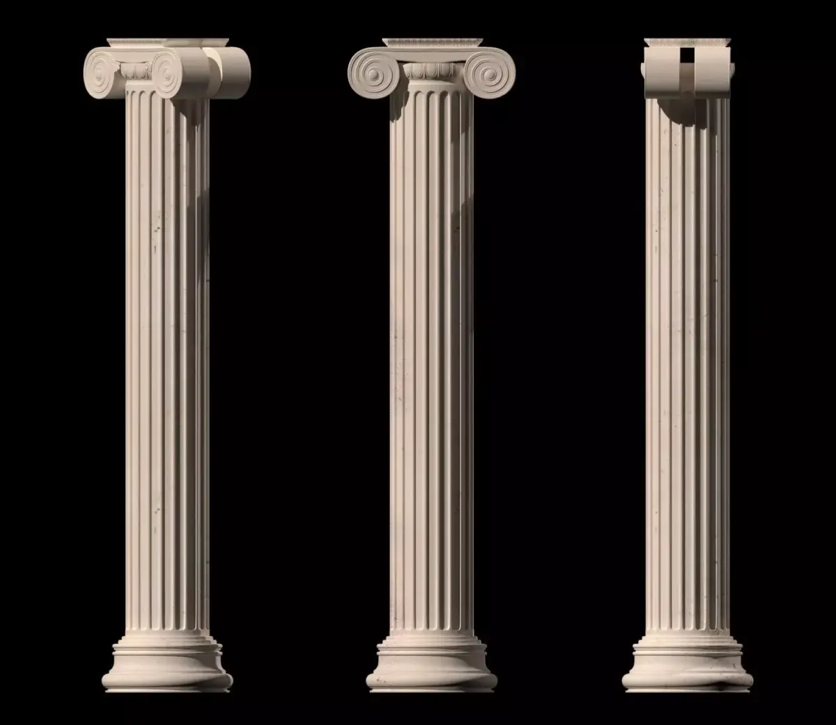 Greek Ionic column Low-poly 3D model