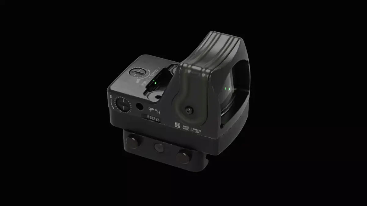 Trijicon RMR Dual Illuminated and 45 Degree Mount Low-poly 3D model
