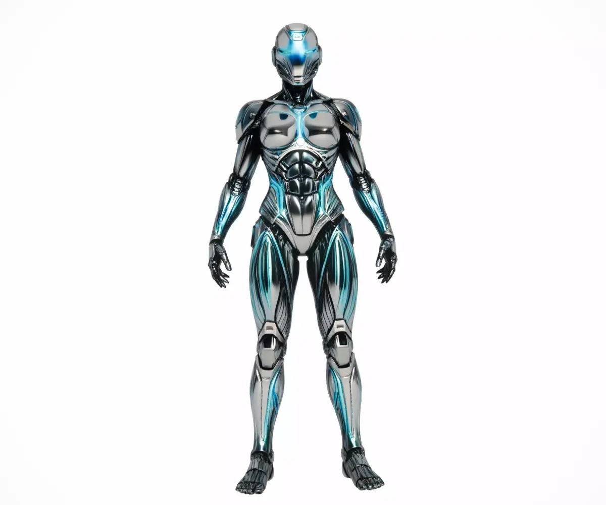 Cyberpunk Cyan Chrome Female Android 3D model