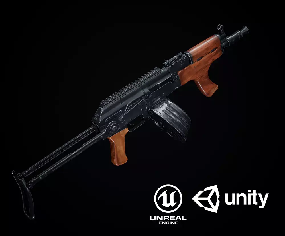 AK-47 Variants PBR Low-poly 3D model