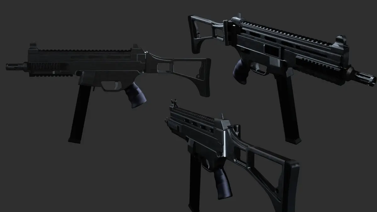 UMP 45 With Folding Stock Free 3D model