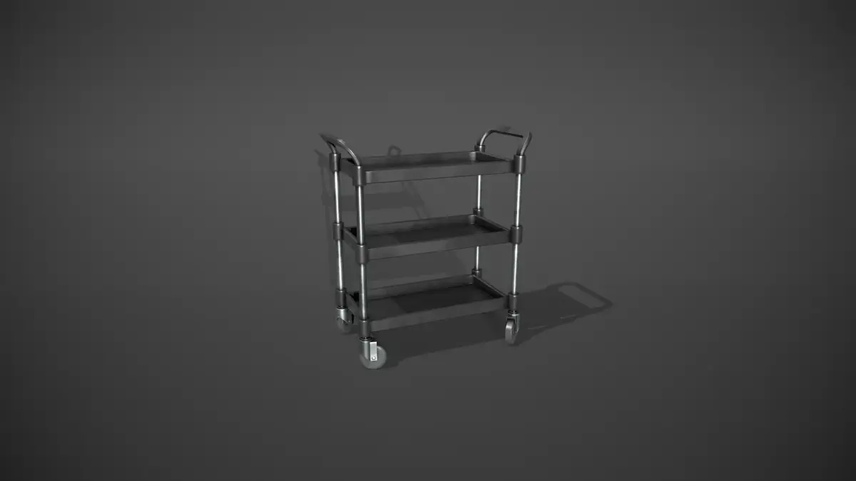 Three Tier Black Service Cart Low-poly 3D model
