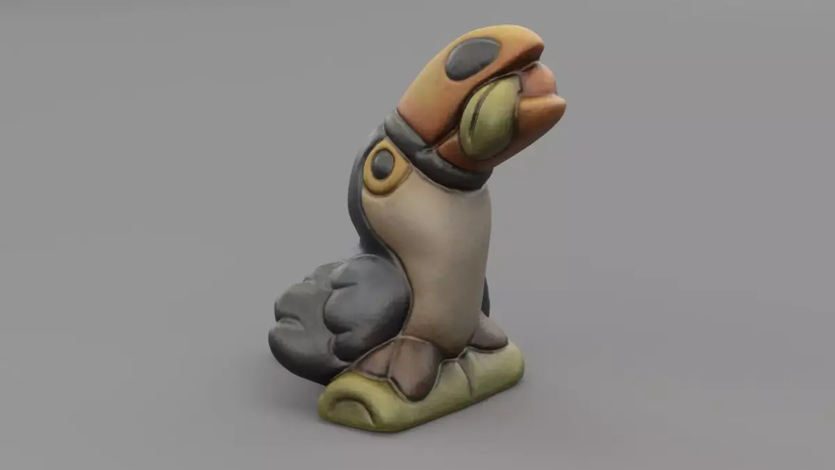 Ceramic Toucan parrot Low-poly 3D model
