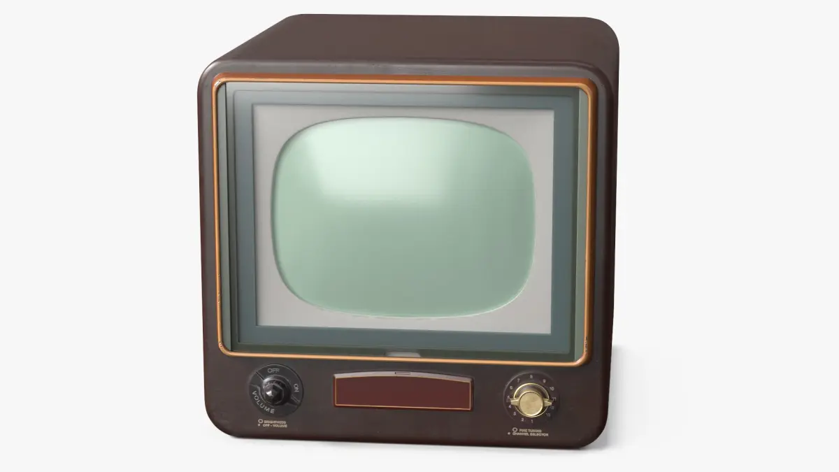 Vintage Tube Television 1950s Brown 3D model
