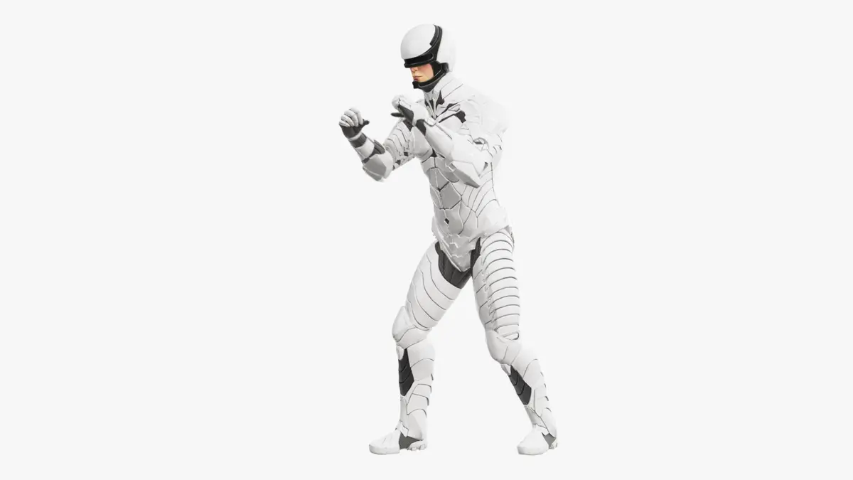 Sci-Fi Soldier White Suit Rigged for Cinema 4D 3D model