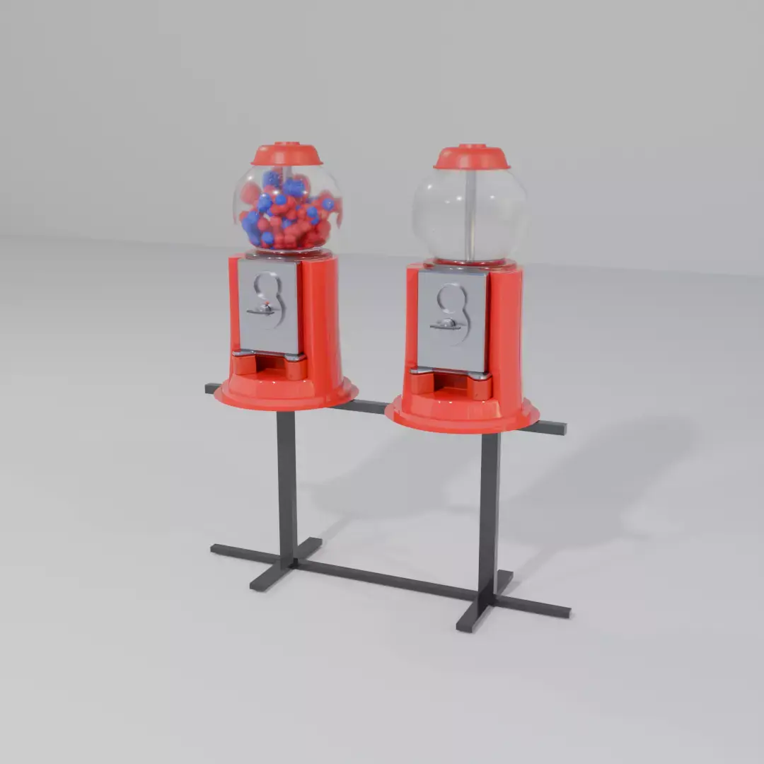 Coin Bubblegum Vending Machine Combo Free 3D model