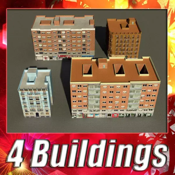 Building Collection 69-72 Low-poly 3D model