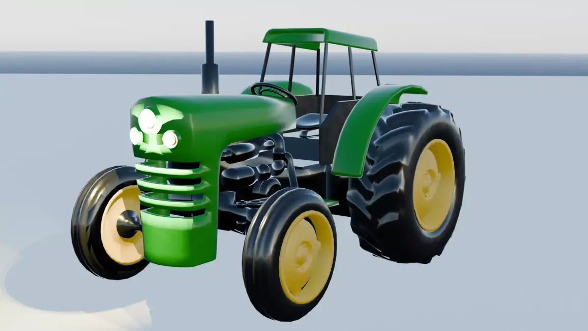 Classic Farm Tractor 3D Model Low Poly Agricultural Vehicle Low-poly 3D model
