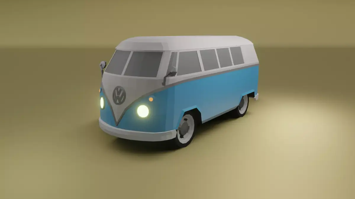 Volkswagen type 2 1967 low poly 3D model Low-poly 3D model