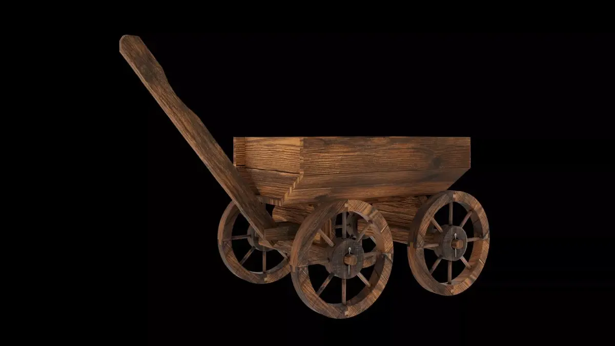 Vintage wooden Cart Low-poly 3D model purchase