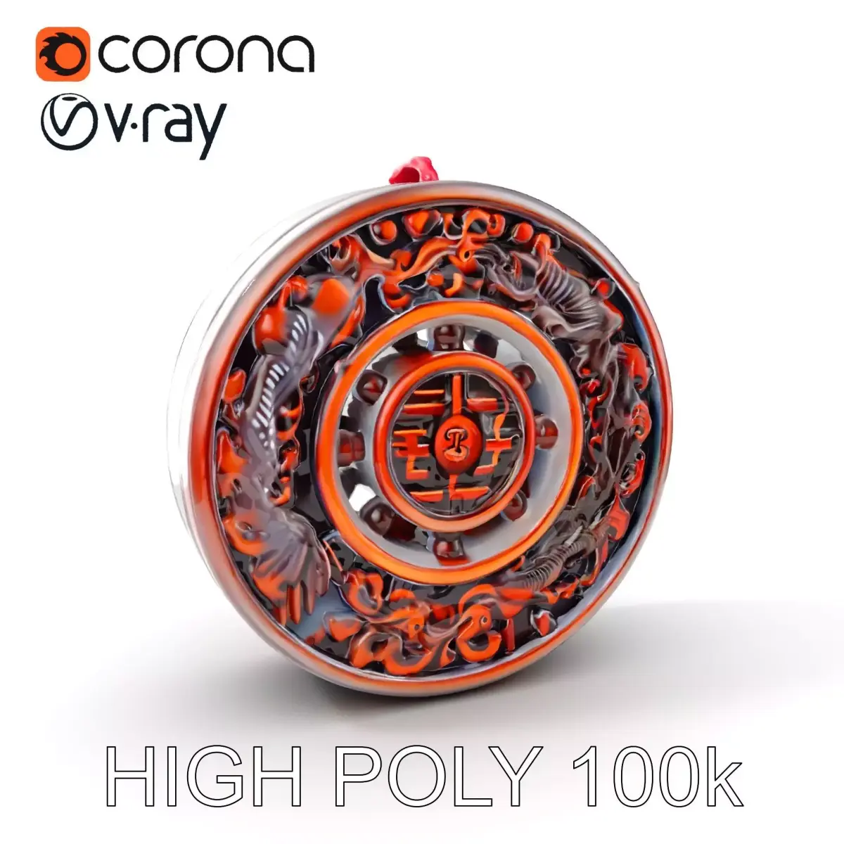 Intricate Wooden Art Wheel Model Pack Low-poly 3D model