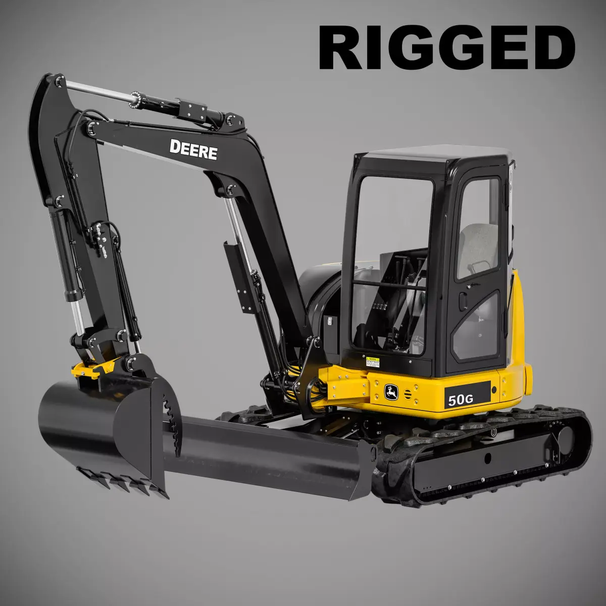 John Deere 50G Excavator Rigged 3D model