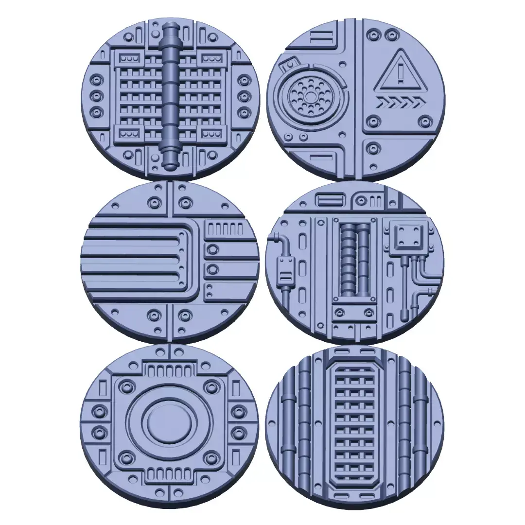 Sci-Fi Grated Floor Base Toppers 32mm Round Bases 3D print model