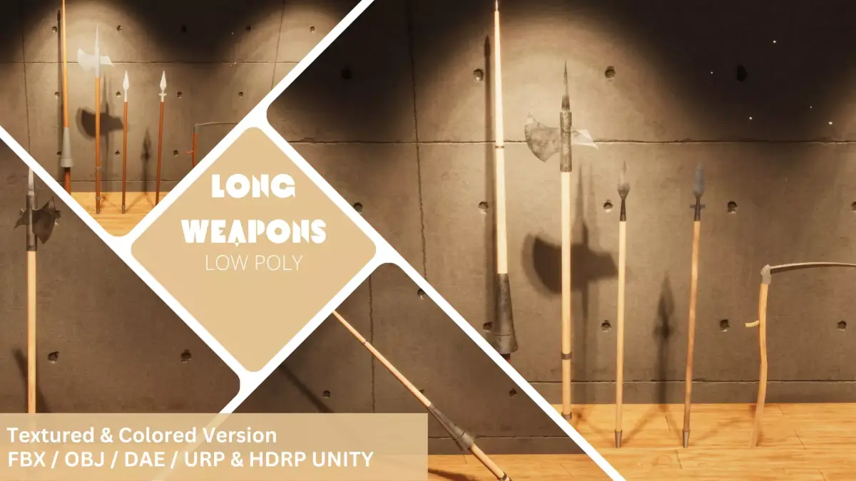 Long Weapons - Lowpoly Textured and Colorbased Low-poly 3D model