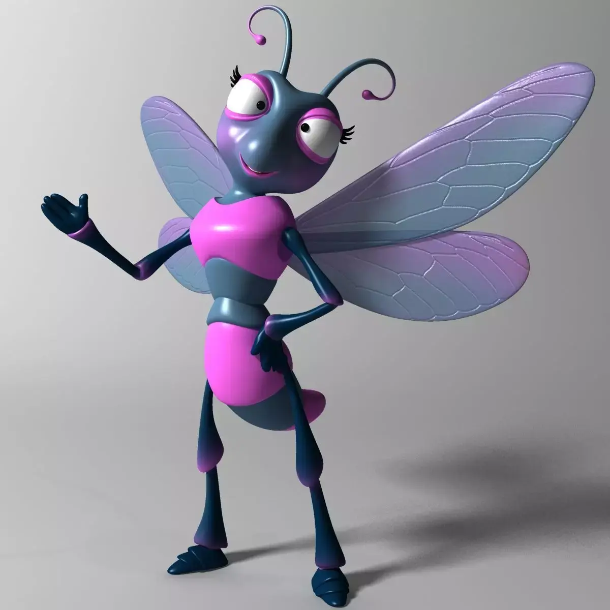 Cartoon Dragonfly RIGGED Low-poly 3D model