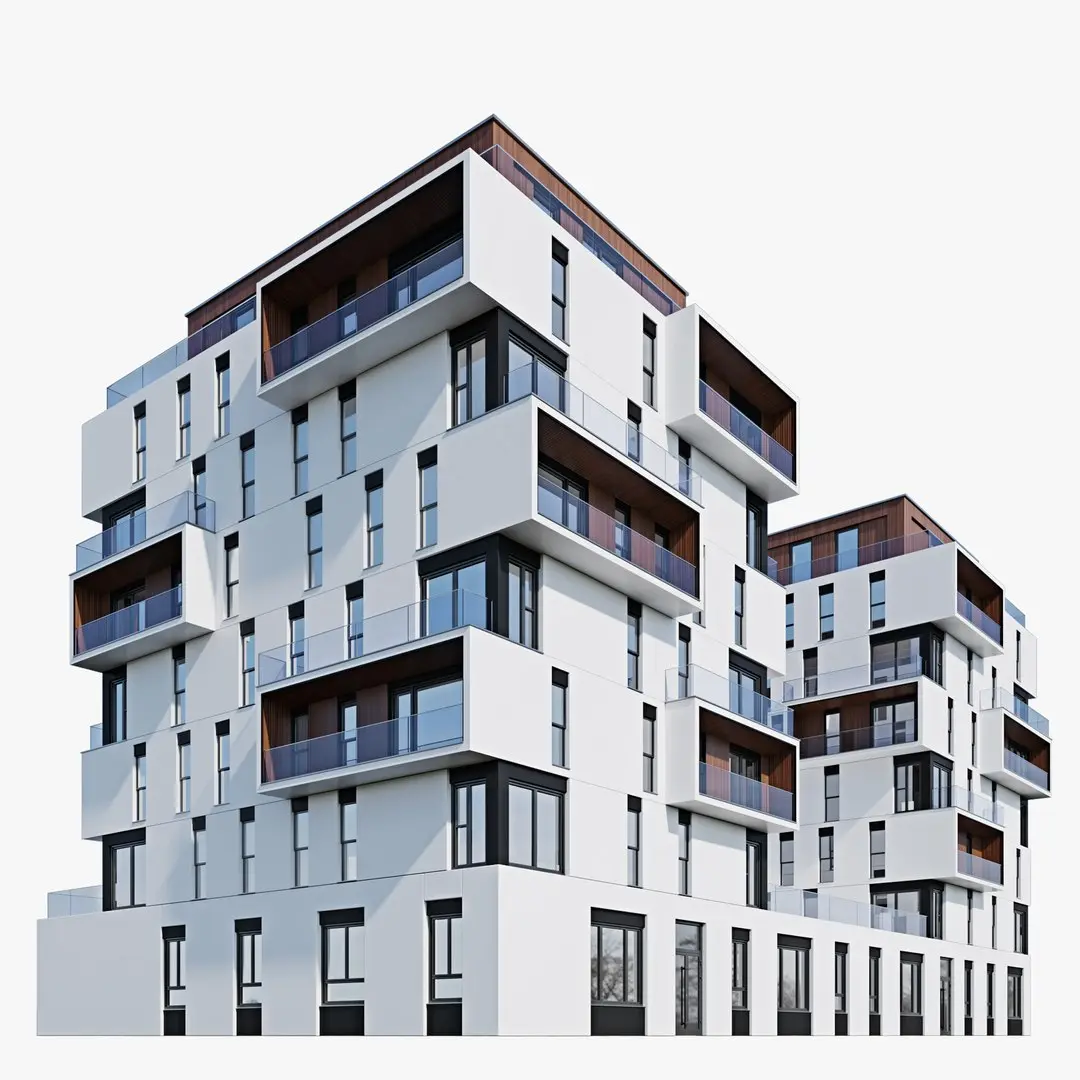 Modern residential building 5(1) 3D model