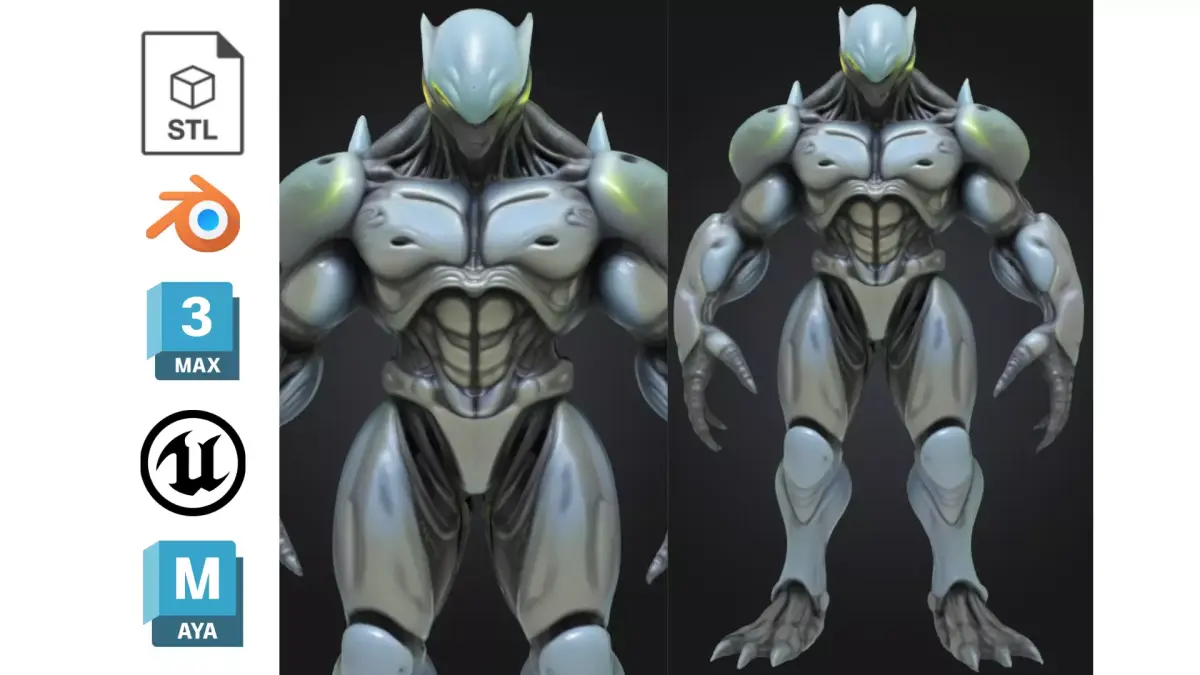 Alien Warrior Sci Fi Futuristic Low-poly 3D model