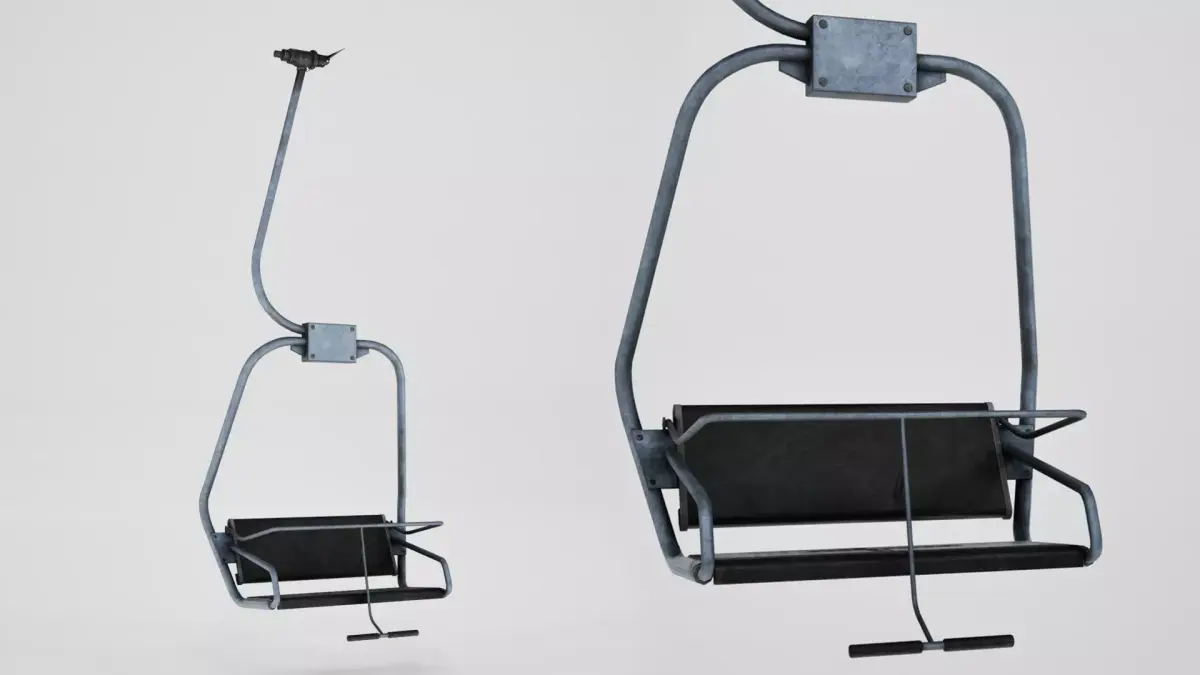 Ski lift chair small Low-poly 3D model