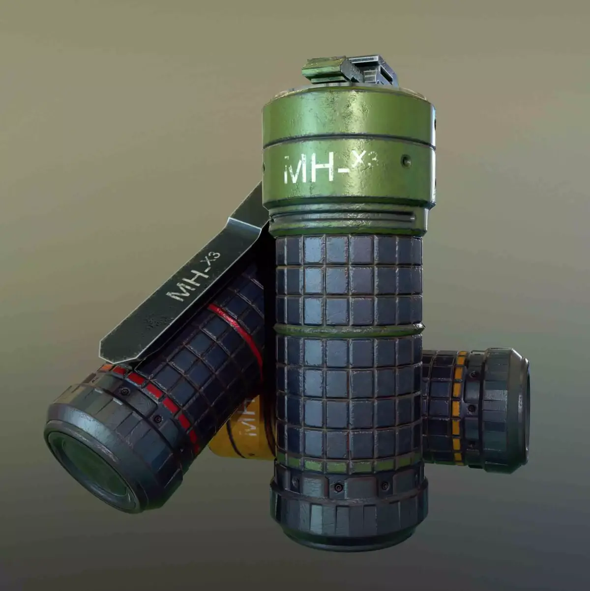 MH-x3 Grenade Low-poly 3D model