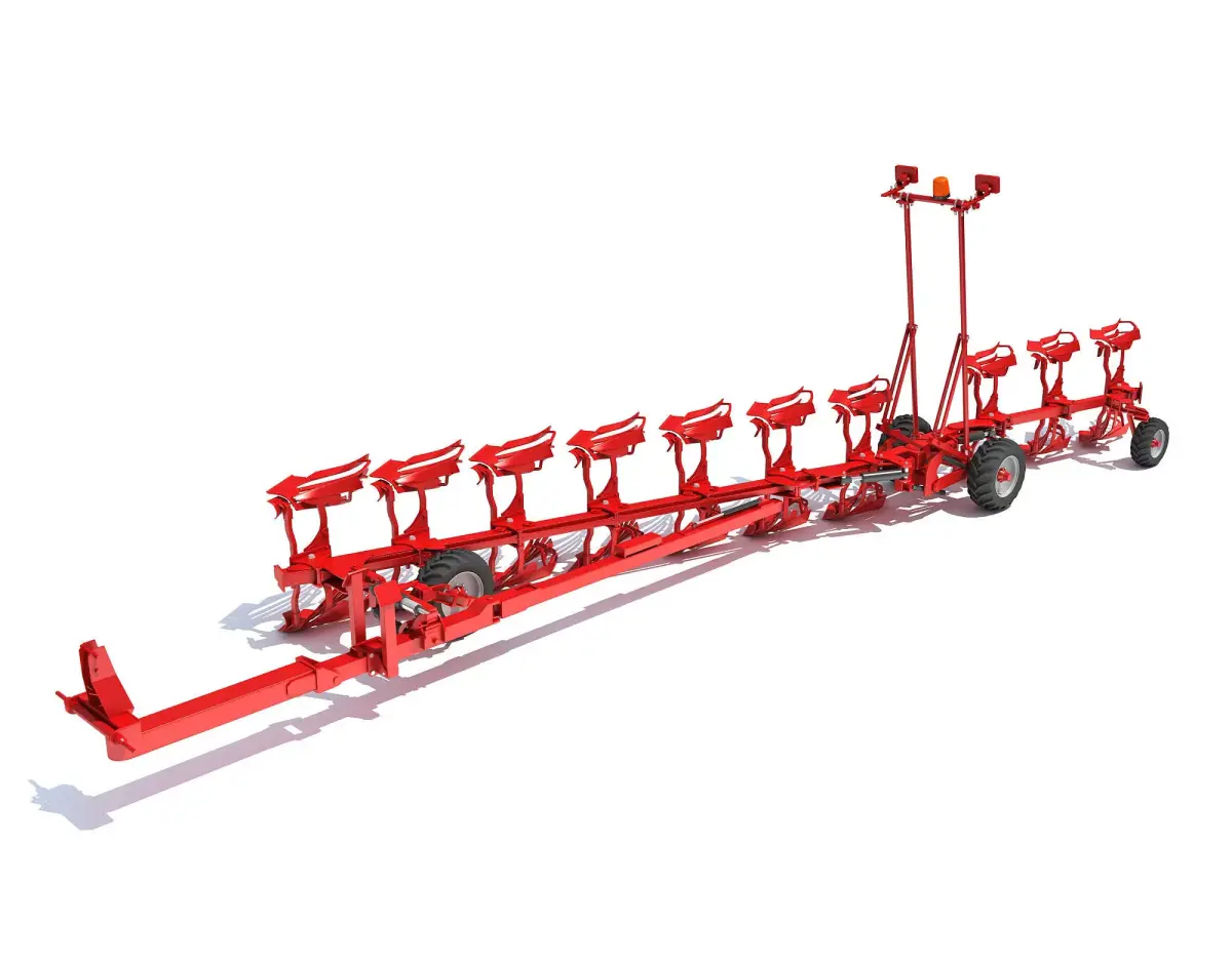Semi Mounted Farm Plough 3D model
