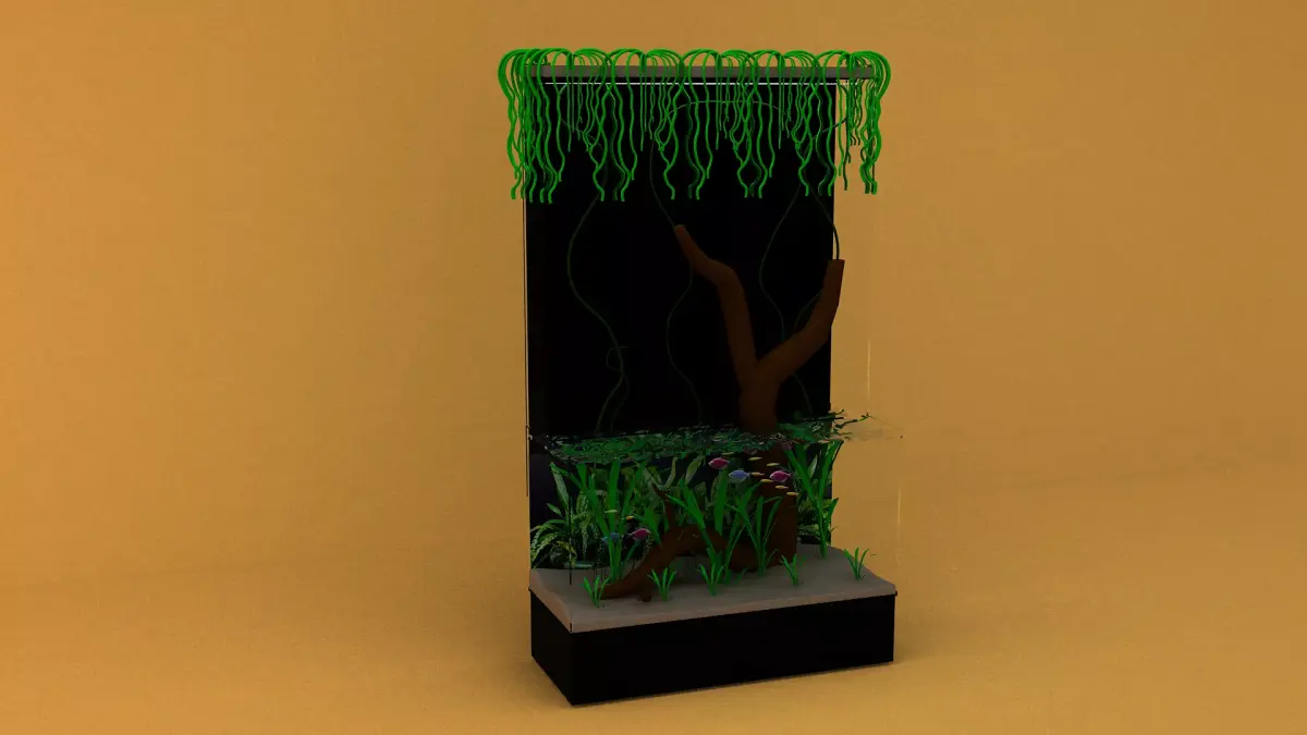 aquarium and glofish Low-poly 3D model