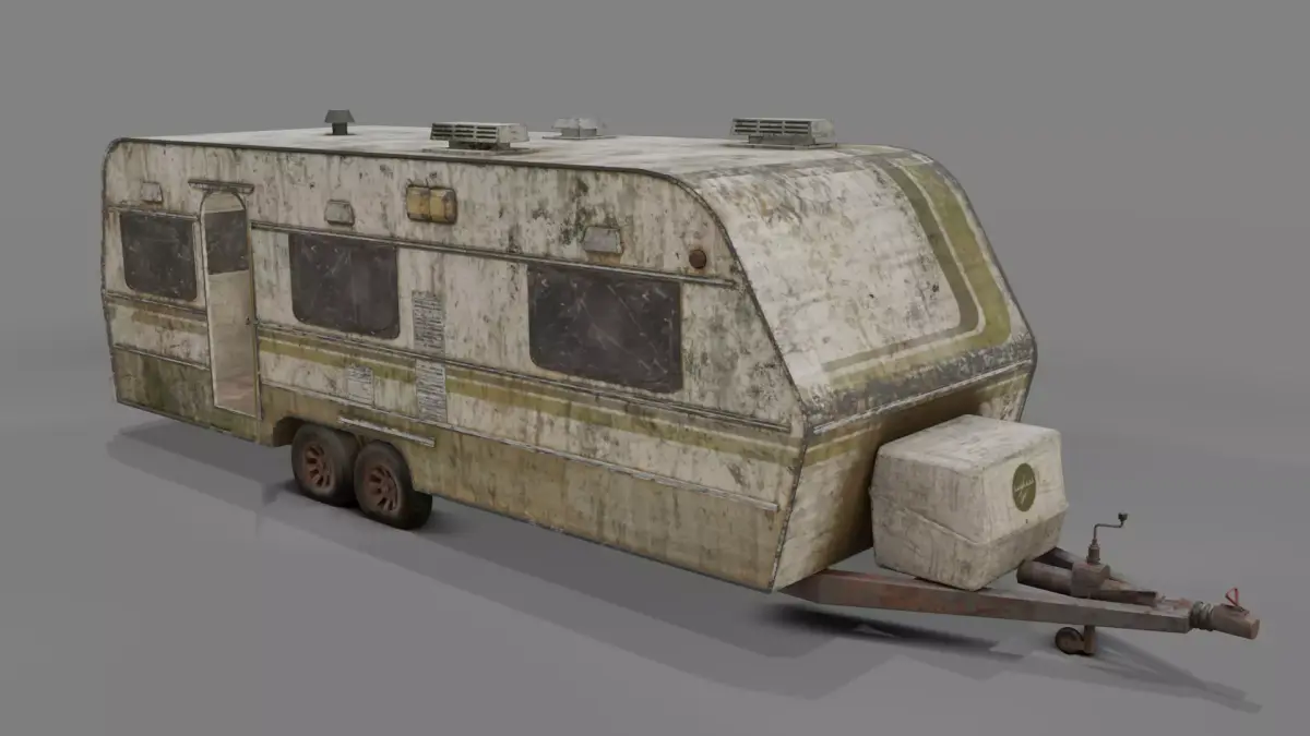 Abandoned Caravan  Low-poly 3D model