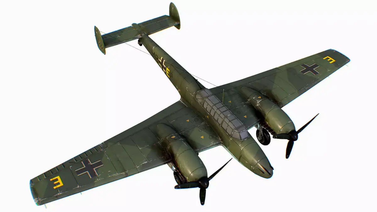 German fighter bomber Messerschmitt Bf 110 C4 Low-poly 3D model