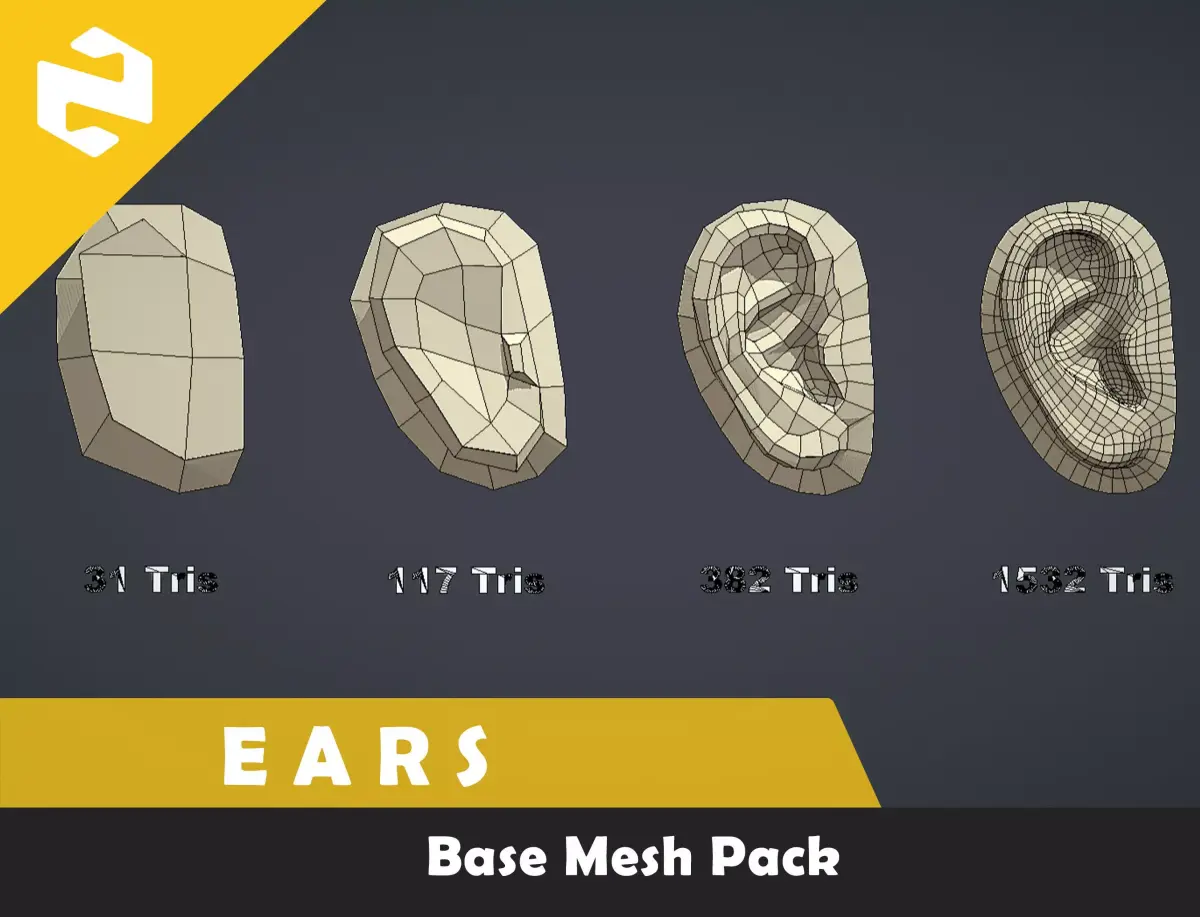 Base Mesh Pack - Ears Free low-poly 3D model purchase