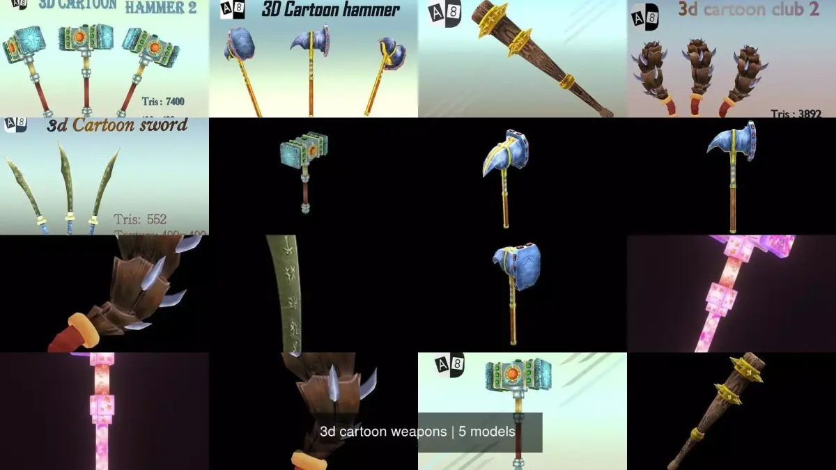 3d cartoon weapons 3D Model Collection
