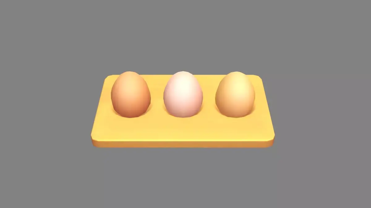 Cartoon  eggs in the egg tray Low-poly 3D model