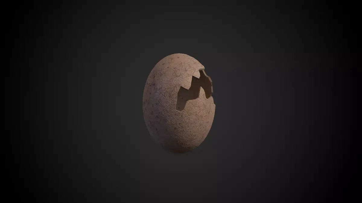 Broken Dinosaur Egg Low-poly 3D model