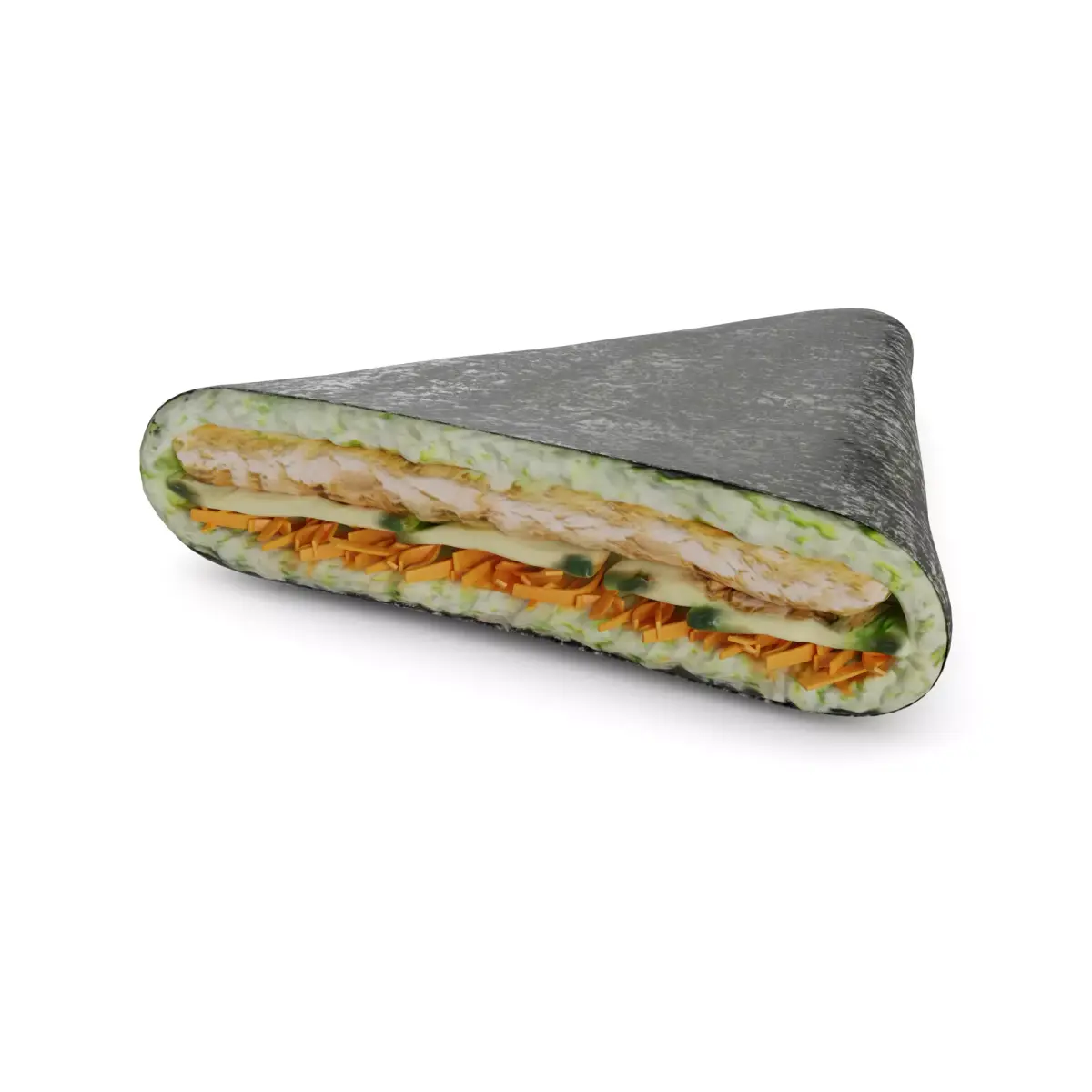 Sushi Crispy salmon masago caviar fried carrot cucumber mayon... 3D model