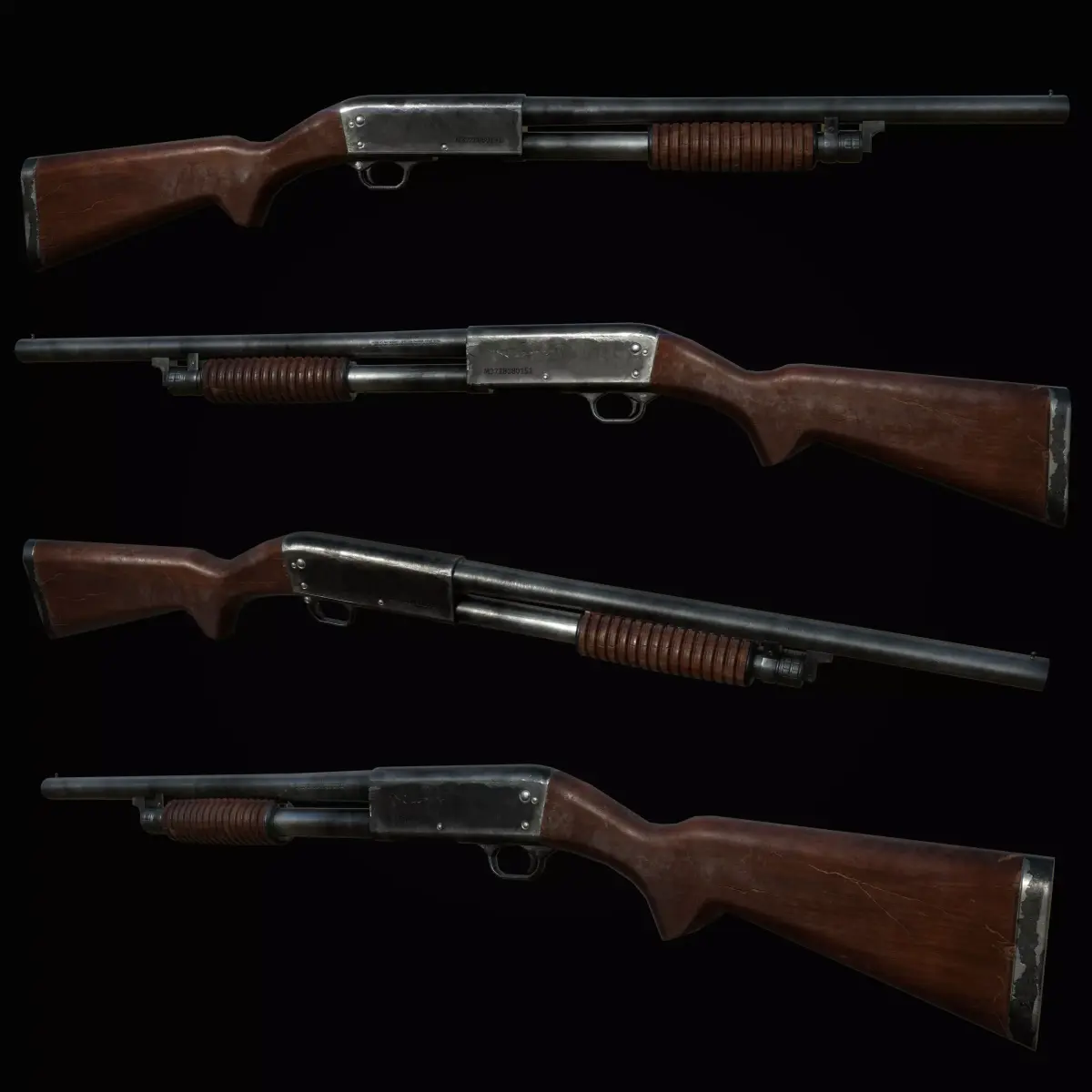 Ithaca 37 Shotgun M37 PBR MODEL UNITY UNREAL ENGINE Low-poly 3D model