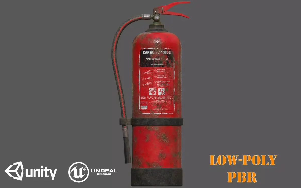 Old Fire Extinguisher PBR Low-Poly Game Ready 3D Model Low-poly 3D model