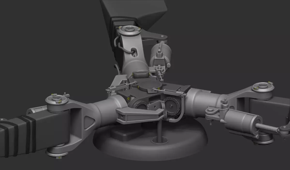Boeing CH-47 chinook rotor system  Low-poly 3D model