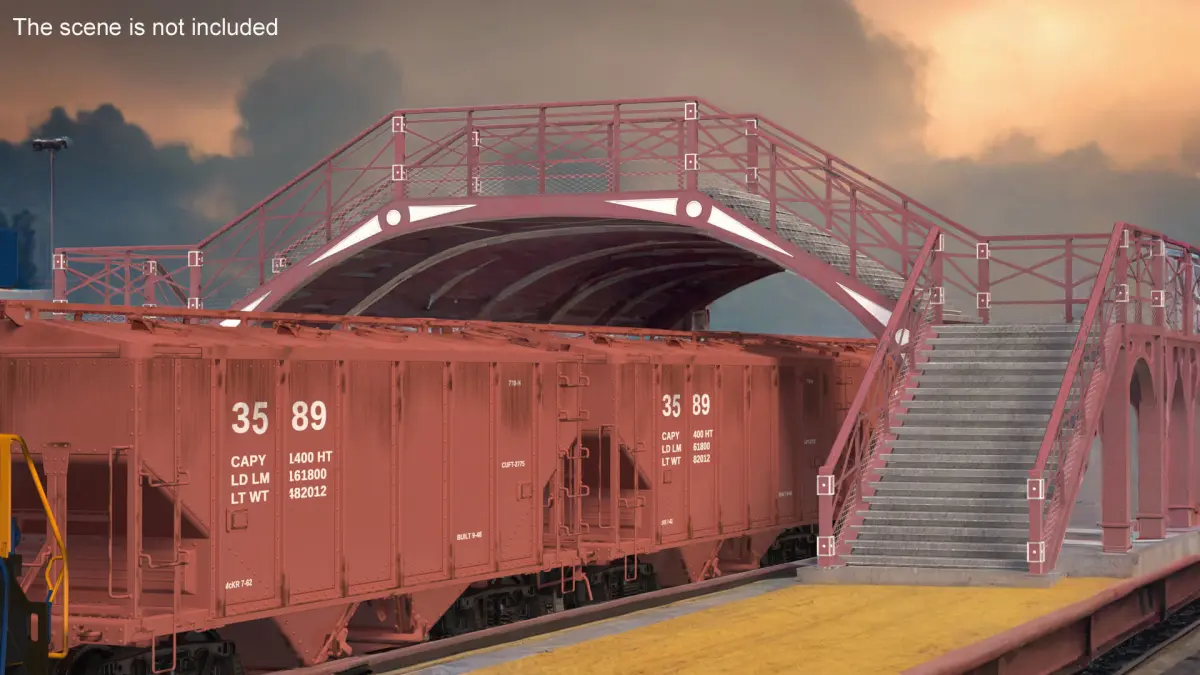 Retro Railway Pedestrian Bridge 3D model