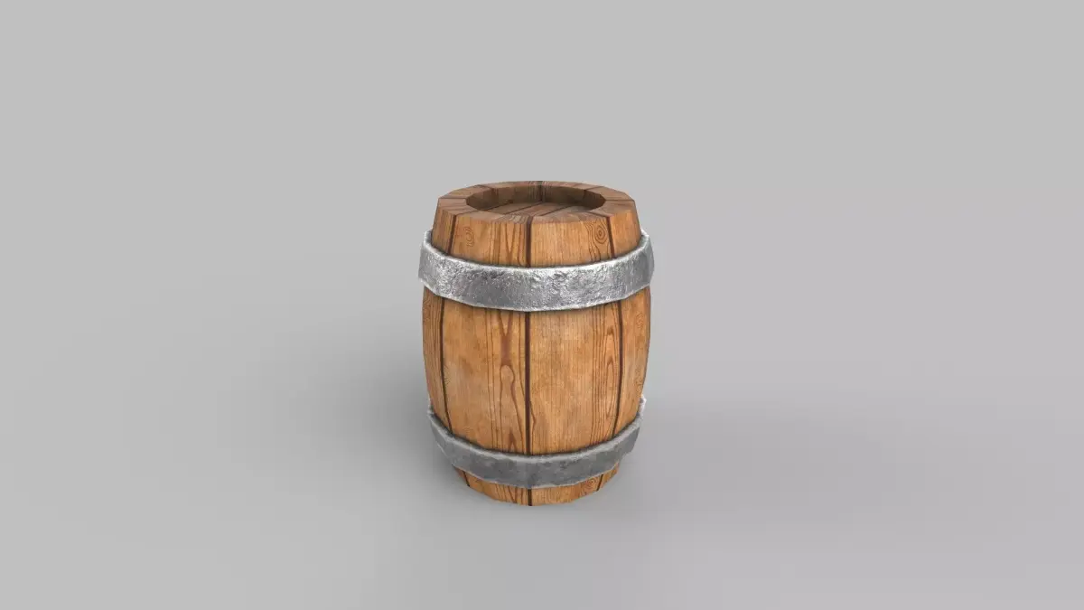 Barrel wooden Low-poly 3D model 7