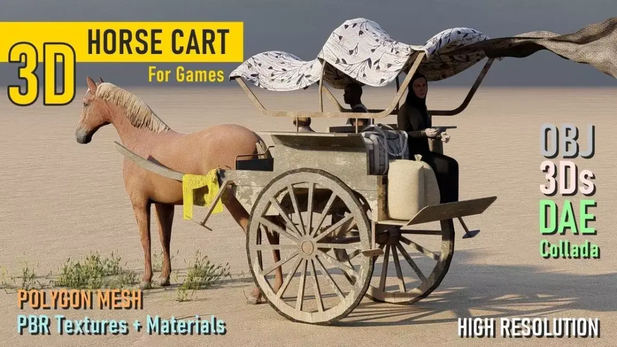 Horse Cart Low-poly 3D model buy