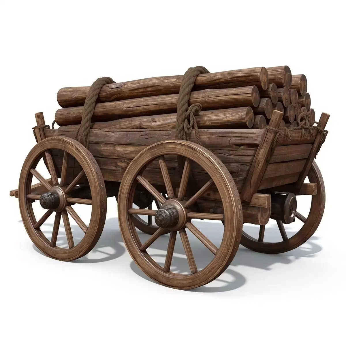 Viking Wooden Cart 3D Model v01 Low-poly 3D model
