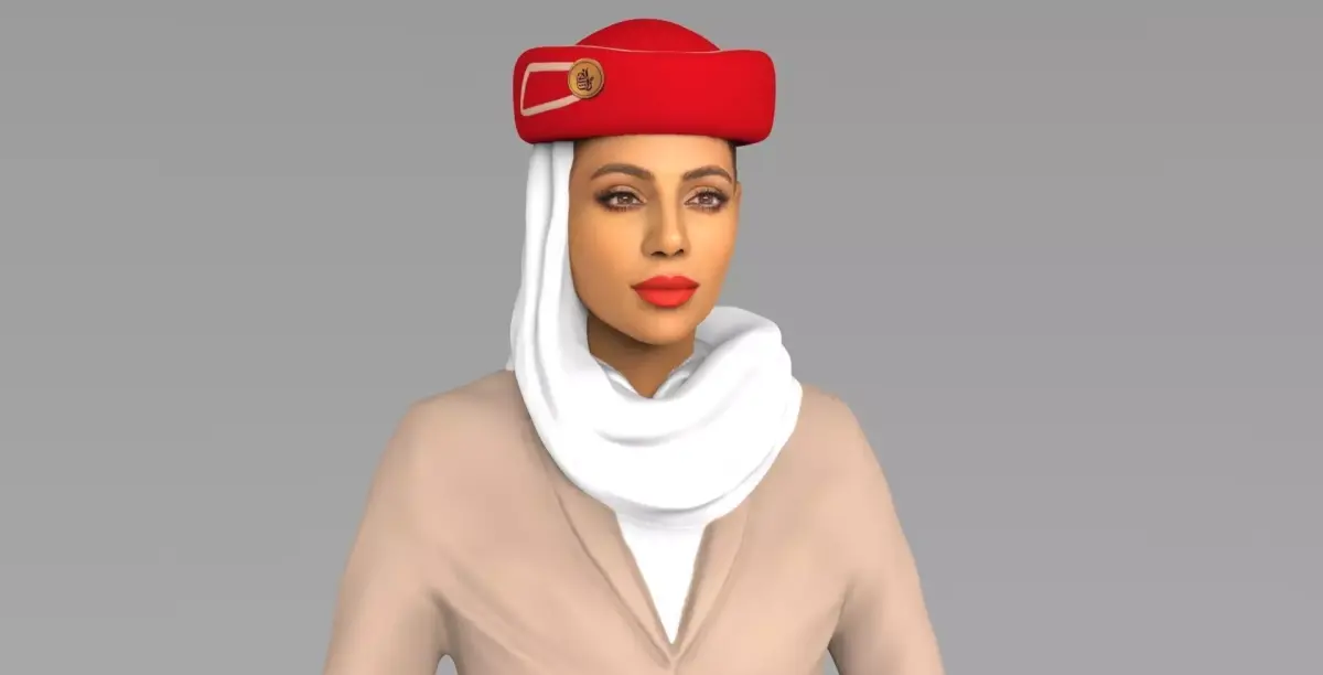 Emirates Airline stewardess ready for full color 3D printing 3D print model