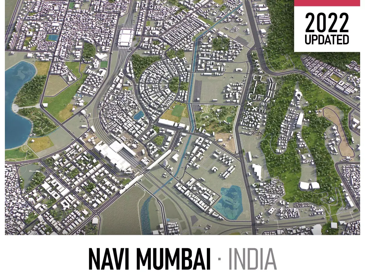 Navi Mumbai - 3D City Model Low-poly 3D model