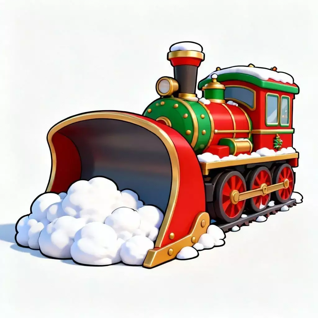Cute Christmas Snowplow Train 3D - Model Winter Locomotive Low-poly 3D model