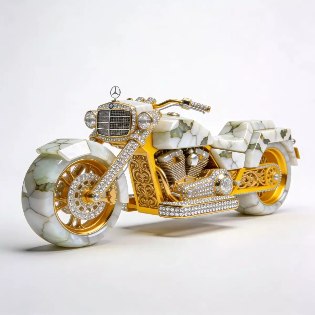 Luxury Jeweled Marble and  Gold Chopper Low-poly 3D model