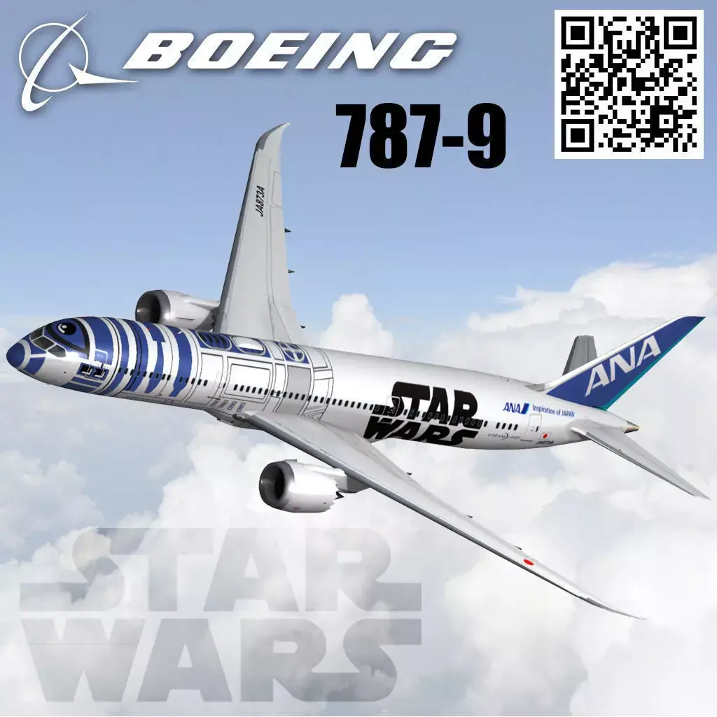 Boeing 787-9 ANA StarWars livery Low-poly 3D model