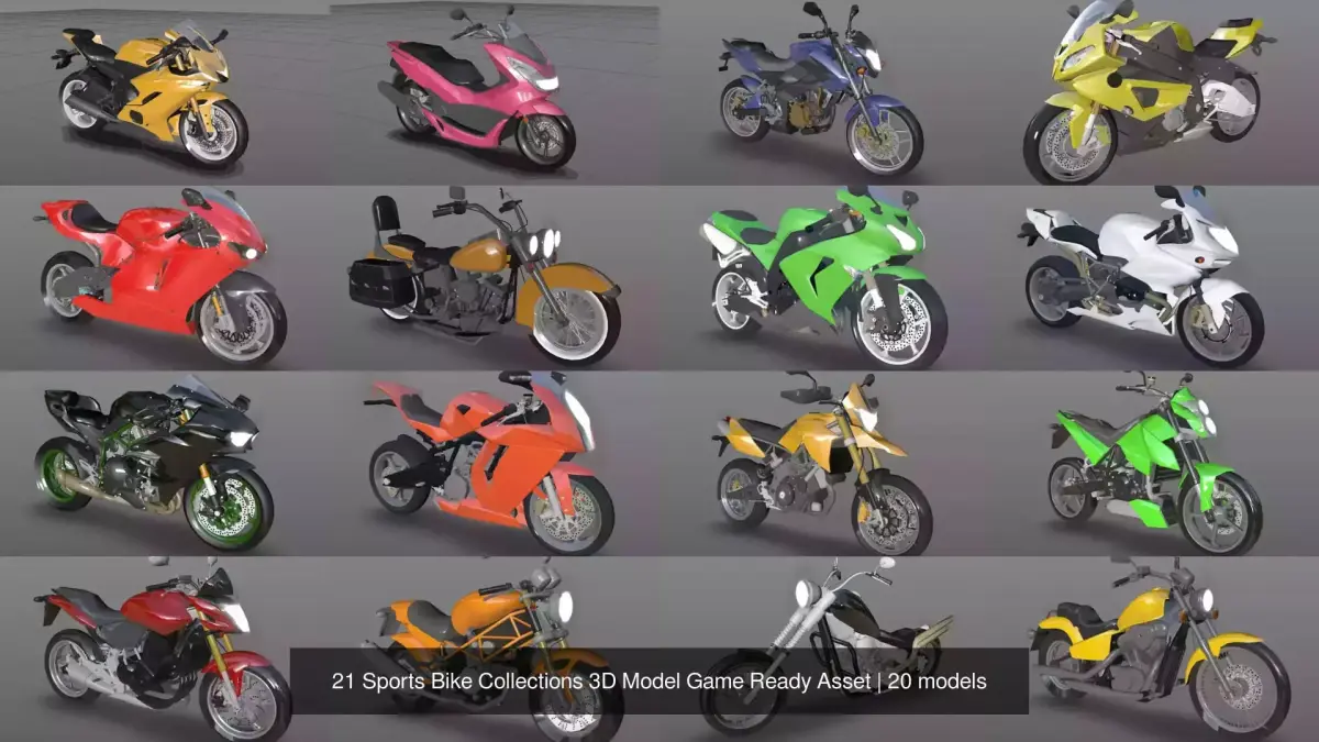 21 Sports Bike Collections 3D Model Game Ready Asset 3D Model Pack