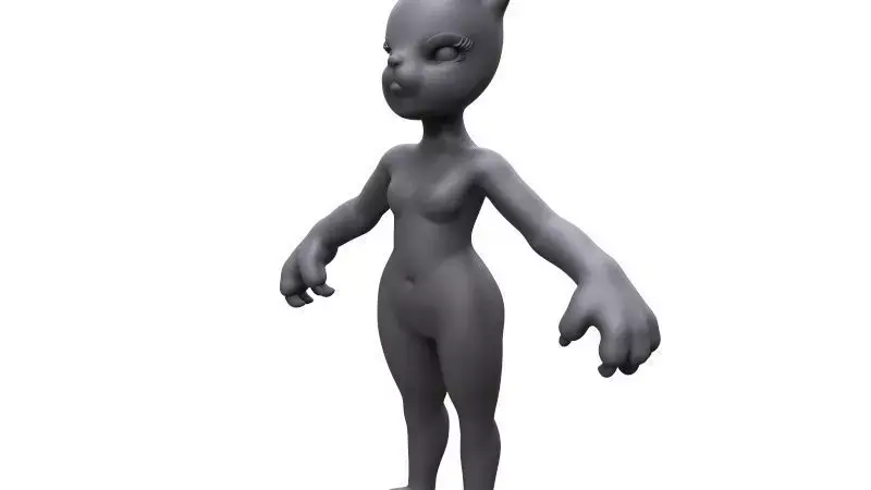 Demi-cat female character Free 3D model