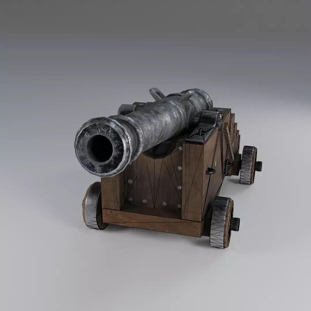 Game-ready Vessel cannon Low-poly 3D model