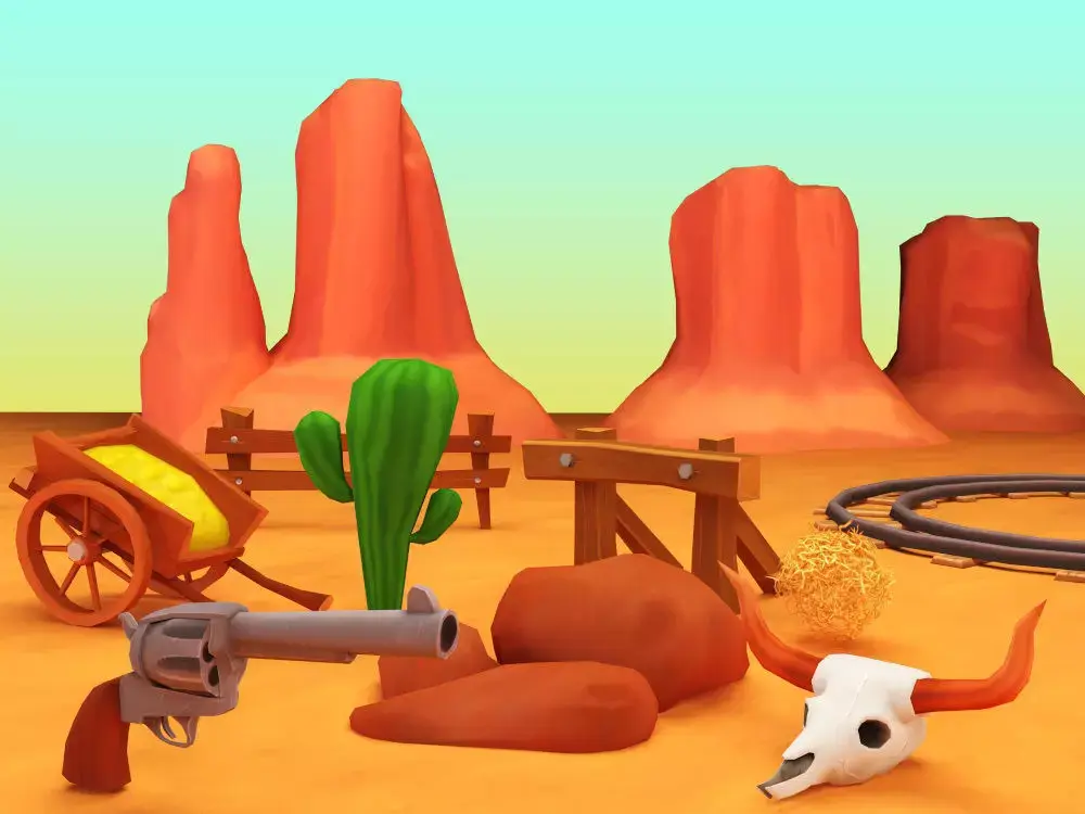 Cartoon Wild West Pack Low-poly 3D model