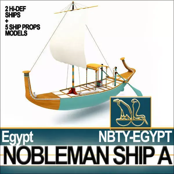 Ancient Egyptian Nobleman Ship and Naval Props 3D model